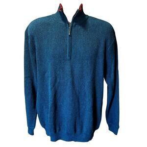Alpaca Golf Inca Fashions Size L 1/4 Zip Sweater Peruvian Teal Blue